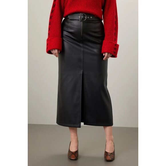 Ashley Park Black Faux Leather Maxi Skirt – Women’s Size 12 (Retails $225) - Picture 7 of 8